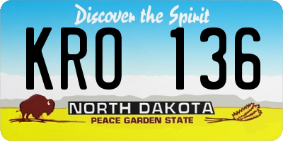 ND license plate KRO136