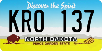 ND license plate KRO137