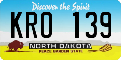ND license plate KRO139