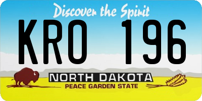 ND license plate KRO196