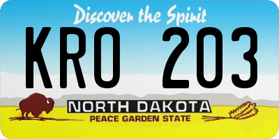 ND license plate KRO203