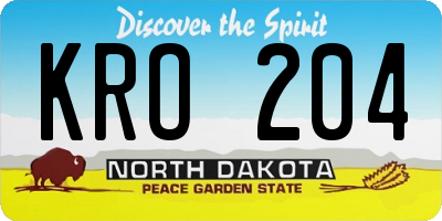 ND license plate KRO204