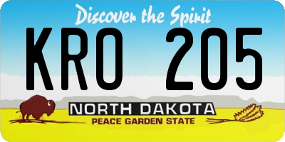 ND license plate KRO205