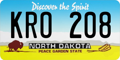 ND license plate KRO208