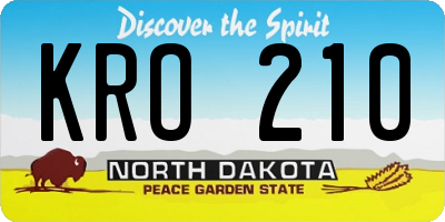 ND license plate KRO210