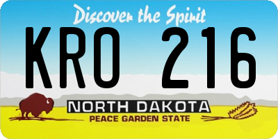 ND license plate KRO216