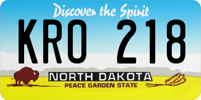 ND license plate KRO218