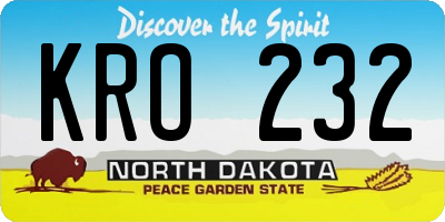 ND license plate KRO232