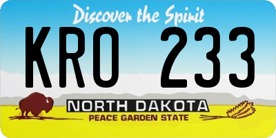 ND license plate KRO233