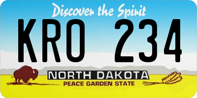 ND license plate KRO234