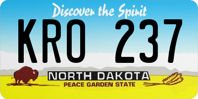 ND license plate KRO237