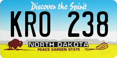 ND license plate KRO238