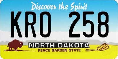ND license plate KRO258