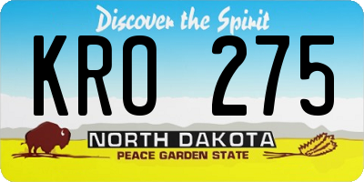ND license plate KRO275