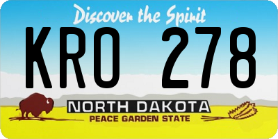 ND license plate KRO278