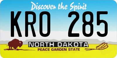 ND license plate KRO285