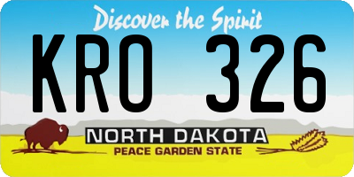 ND license plate KRO326