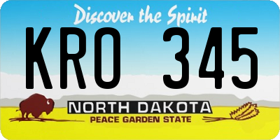 ND license plate KRO345