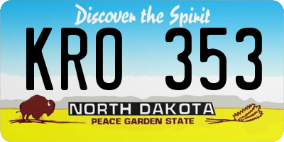 ND license plate KRO353