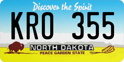 ND license plate KRO355