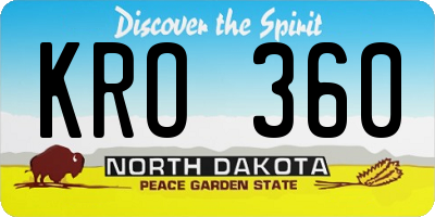 ND license plate KRO360