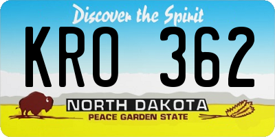 ND license plate KRO362