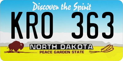 ND license plate KRO363