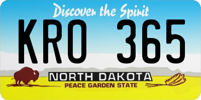 ND license plate KRO365