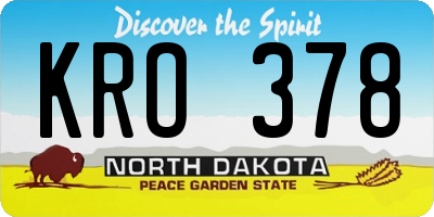 ND license plate KRO378