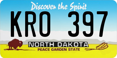 ND license plate KRO397