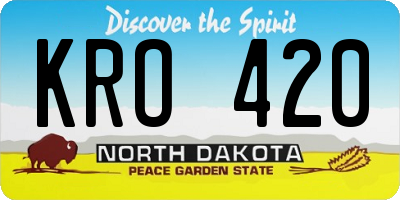 ND license plate KRO420