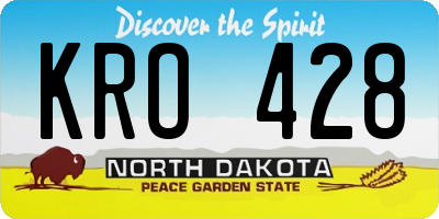 ND license plate KRO428