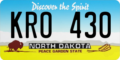 ND license plate KRO430