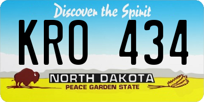 ND license plate KRO434