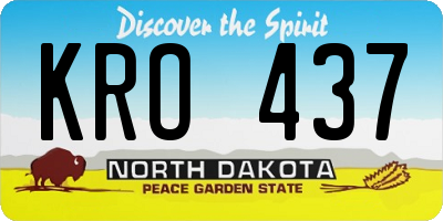 ND license plate KRO437