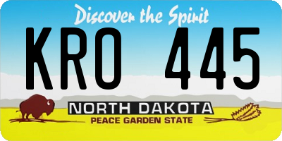 ND license plate KRO445