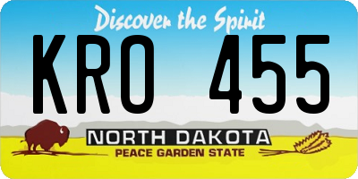 ND license plate KRO455