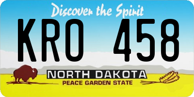 ND license plate KRO458