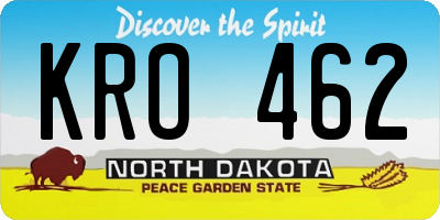 ND license plate KRO462