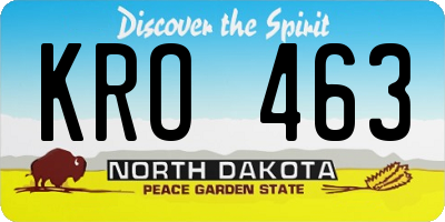 ND license plate KRO463