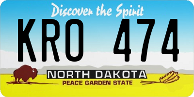 ND license plate KRO474