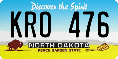 ND license plate KRO476
