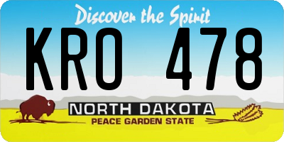 ND license plate KRO478