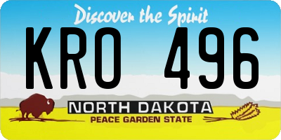 ND license plate KRO496