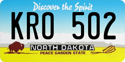 ND license plate KRO502