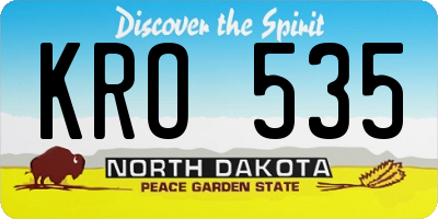 ND license plate KRO535
