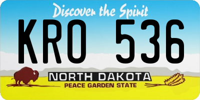 ND license plate KRO536