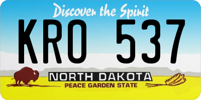 ND license plate KRO537