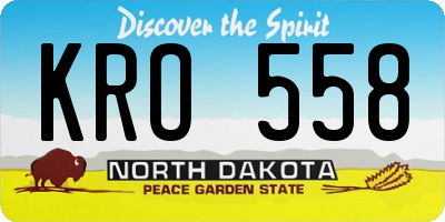 ND license plate KRO558