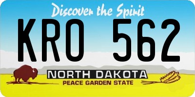 ND license plate KRO562